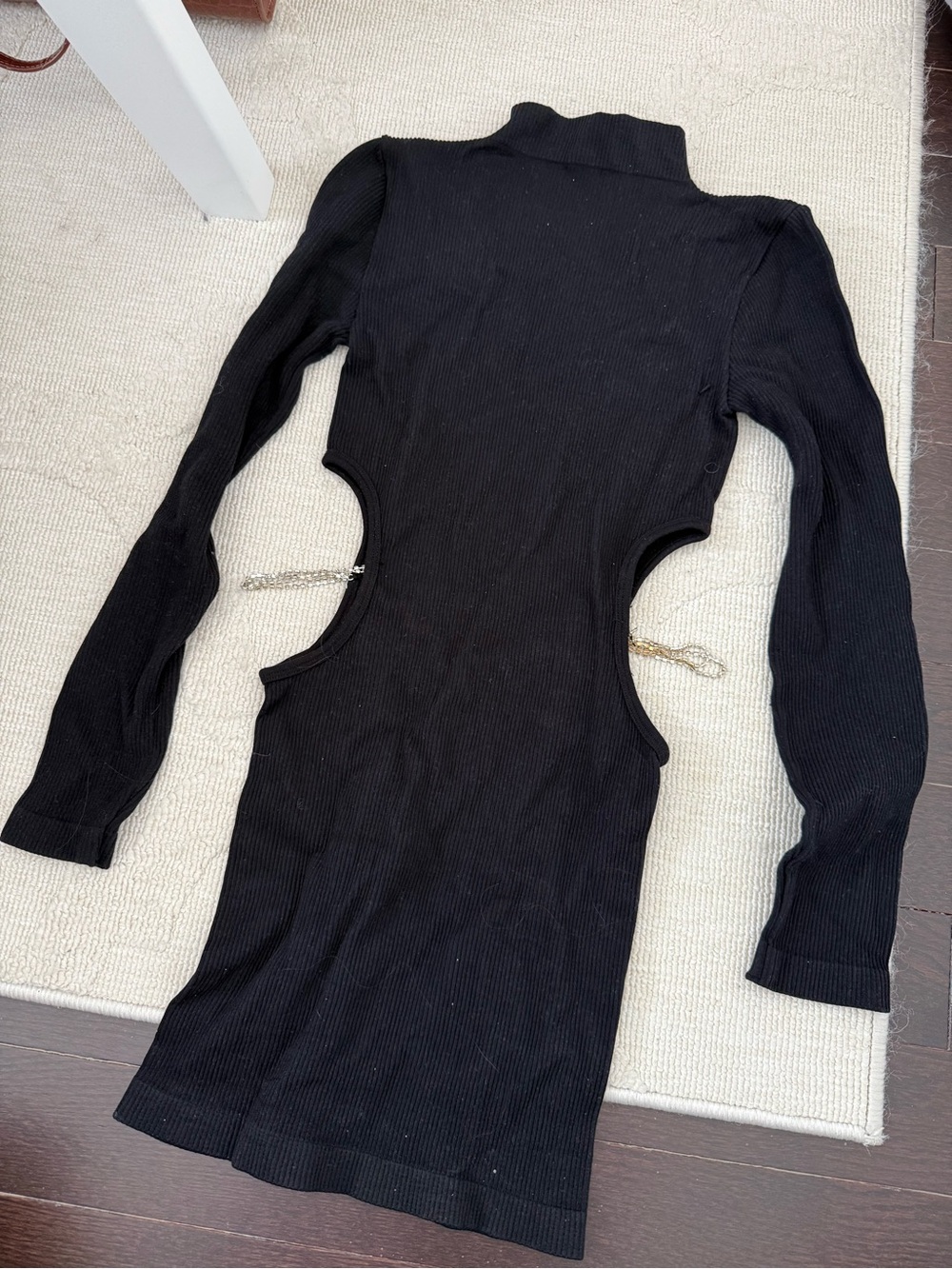Zara Black Long Sleeve Cutout One-Piece Knit Dress